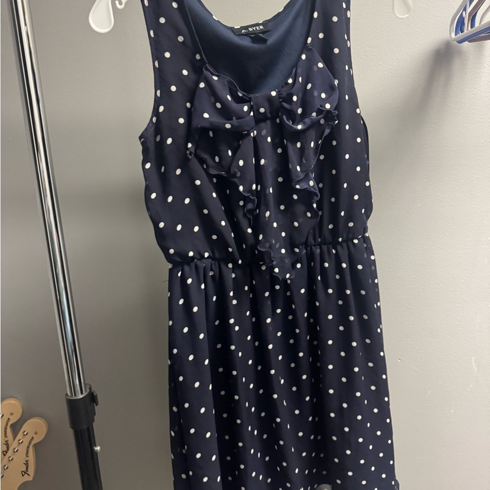 Navy Blue Polka Dot Kids Dress